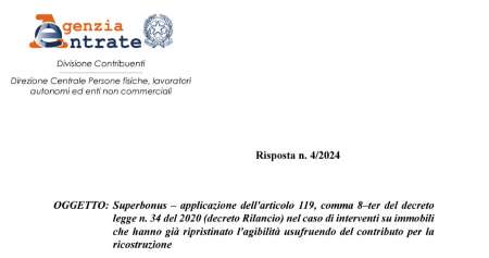 Superbonus 110% e ricostruzione post sisma: l’agibilità blocca la detrazione